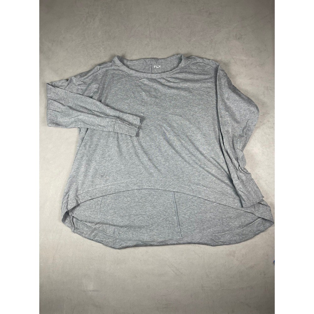 FLX Travel‎ Leisure Womens 1X Gray Long Sleeve High Low Top BCVCC08 Plus Size
